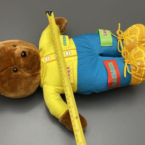 VNTG 1985 American Greetings Amtoy Carpenter Wood work Plush Bear 16” NO TOOLS!! - Picture 8 of 8
